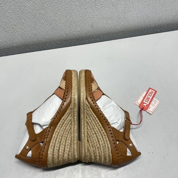 NEW PIKOLINOS Vila Wedge Sandals Brandy Leather Size 5.5-6 - Picture 5 of 7